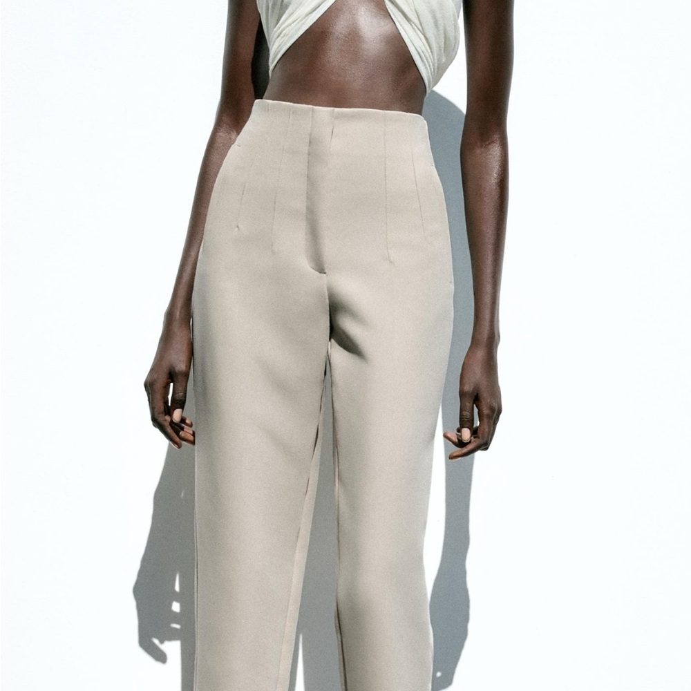 Zara Cream High-Waisted Trousers